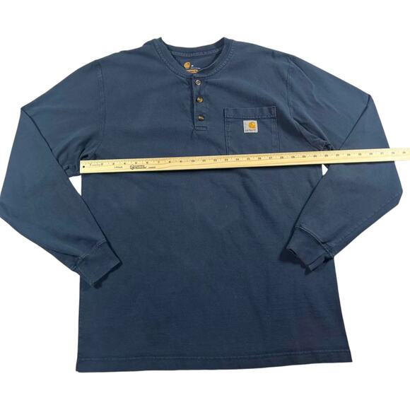 Carhartt work wear - Navy blue Men's Long Sleeve Henley shirt - Size: Medium - Picture 6 of 7